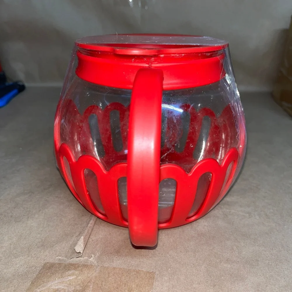 Ecolution Micro-Pop Glass Microwave Popcorn Popper‎ 1.5 Quart Red